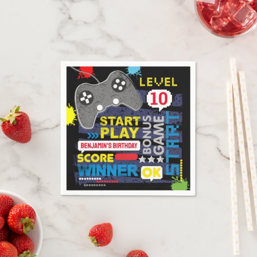 Video game-controller op gameniveau op zaterdag servet (Insitu)