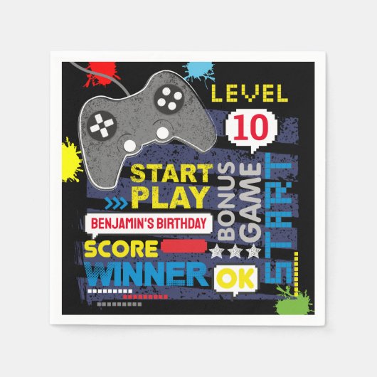 Video game-controller op gameniveau op zaterdag servet (Voorkant)