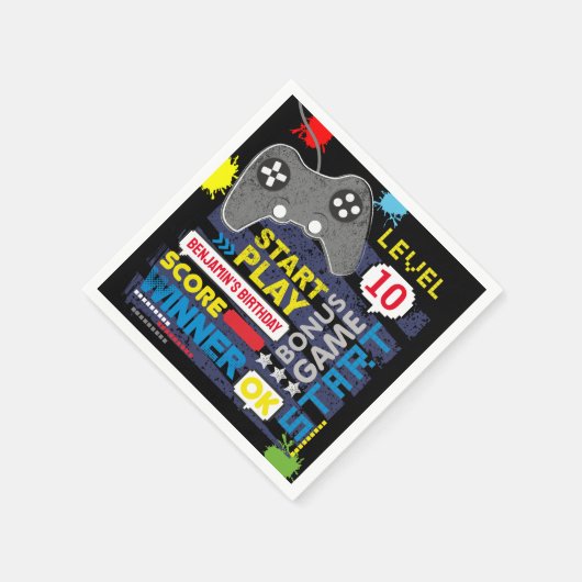 Video game-controller op gameniveau op zaterdag servet (Hoek)