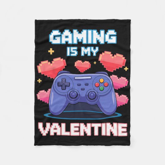 Video Game Controller Pixel Hearts For Valentine's Fleece Deken (Voorkant)