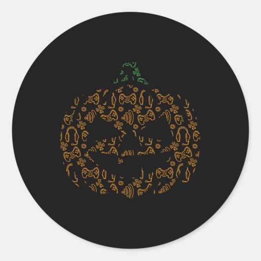 Video-game Controller Pompoen Halloween Kostuum Ga Ronde Sticker (Voorkant)
