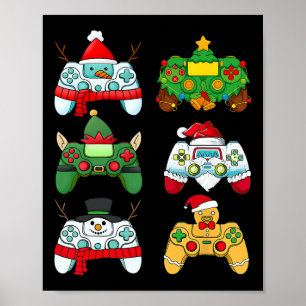 Video Game Controller Santa Hat Gamer Jongens Xmas Poster