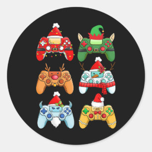 Video Game Controller Santa Hat Gamer Jongens Xmas Ronde Sticker