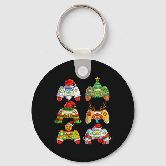 Video Game Controller Santa Hat Kerstmis Gamer 2 Sleutelhanger (Voorkant)