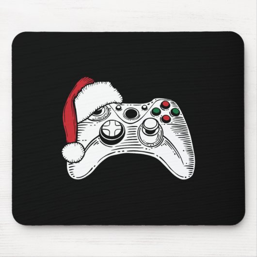 Video-game Controller Santa Hat Kerstmis Gaming X Muismat (Voorkant)