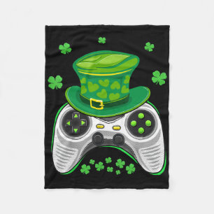 Video Game Controller Shamrock Gamer St. Patrick-d Fleece Deken