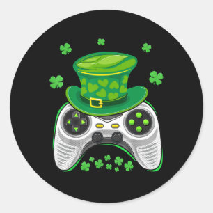 Video Game Controller Shamrock Gamer St. Patrick D Ronde Sticker