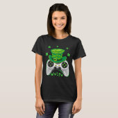 Video Game Controller Shamrock Gamer St. Patrick D T-shirt (Voorkant volledig)