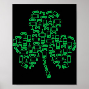 Video Game Controller Shamrock Irish Gamer St. Pat Poster
