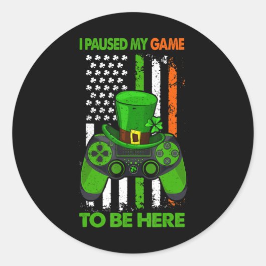 Video Game Controller St Patricks Shamrock Irish F Ronde Sticker (Voorkant)