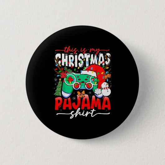 Video Game Controller This Is My Christmas Pajama Ronde Button 5,7 Cm (Voorkant)