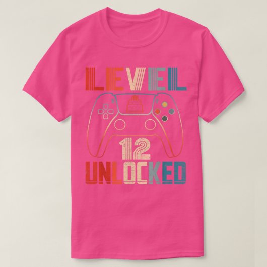 Video Game Controller Unlocked Level 12 Birthday B T-shirt (Design voorkant)