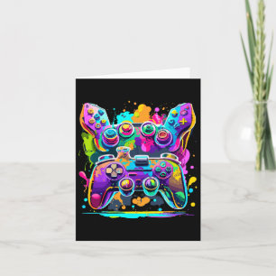 Video Game Controller Verf Drip Kleurrijke Gamers  Kaart