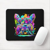Video Game Controller Verf Drip Kleurrijke Gamers Muismat (Met muis)