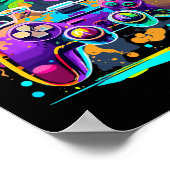 Video Game Controller Verf Drip Kleurrijke Gamers Poster (Hoek)