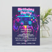 Video Game Controller Verjaardagsfeestuitnodiginge Kaart (Staand voorkant)