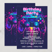 Video Game Controller Verjaardagsfeestuitnodiginge Kaart (Voorkant / Achterkant)