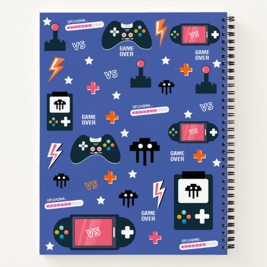 Video Game Controllers Feestpatroon Gamer Aangepas Notitieboek (Achterkant)