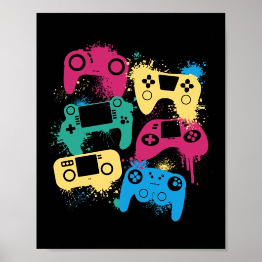 Video Game Controllers Graphic T-shirt voor Gamer Poster (Voorkant)
