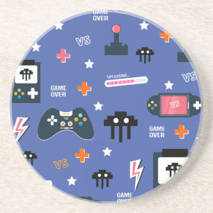 Video Game Controllers Party Patroon Gamer Zandsteen Onderzetter