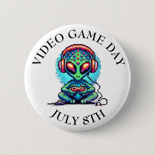 Video Game Day | 8 juli Ronde Button 5,7 Cm (Voorkant)