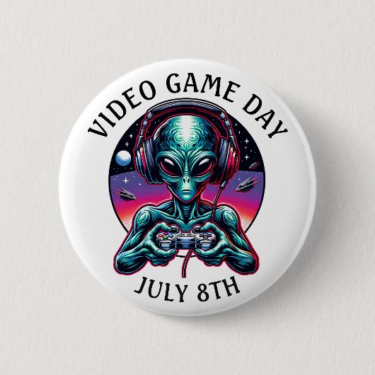 Video Game Day 8 juli Ronde Button 5,7 Cm (Voorkant)