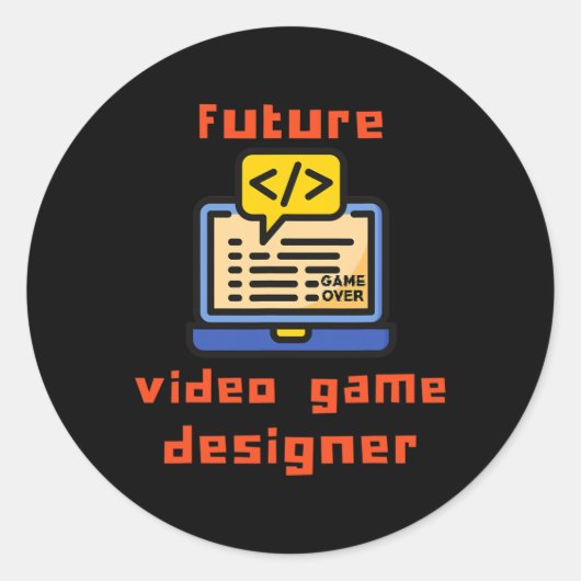 Video Game Designer Programmeur Coder Ronde Sticker (Voorkant)