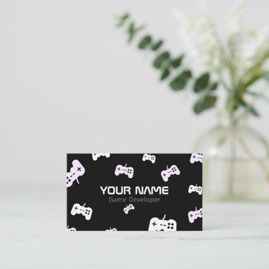 Video Game Developer Tester Console zwart-wit Visitekaartje (Staand voorkant)