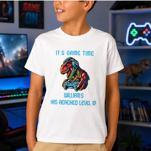 Video Game Dinosaurus Gaming Verjaardagsfeestje T-shirt