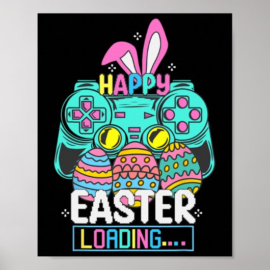 Video Game Easter Bunny Gaming Controller Gamer Bo Poster (Voorkant)