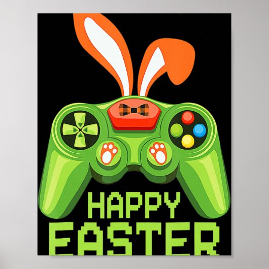 Video Game Easter Bunny Gaming Controller Gamer Bo Poster (Voorkant)