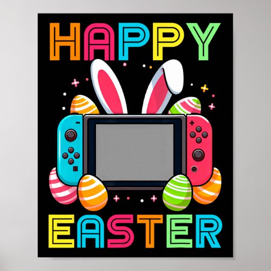 Video Game Easter Bunny Gaming Controller Gamer Bo Poster (Voorkant)