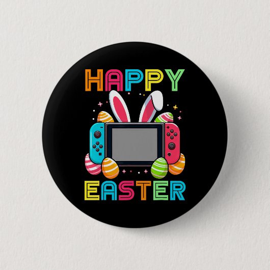 Video Game Easter Bunny Gaming Controller Gamer Bo Ronde Button 5,7 Cm (Voorkant)