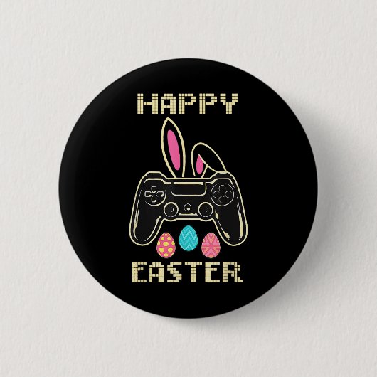 Video Game Easter Bunny Gaming Controller Gamer Bo Ronde Button 5,7 Cm (Voorkant)