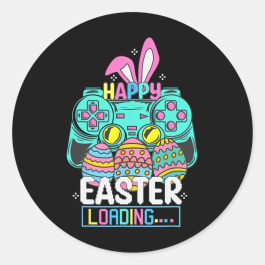 Video Game Easter Bunny Gaming Controller Gamer Bo Ronde Sticker (Voorkant)