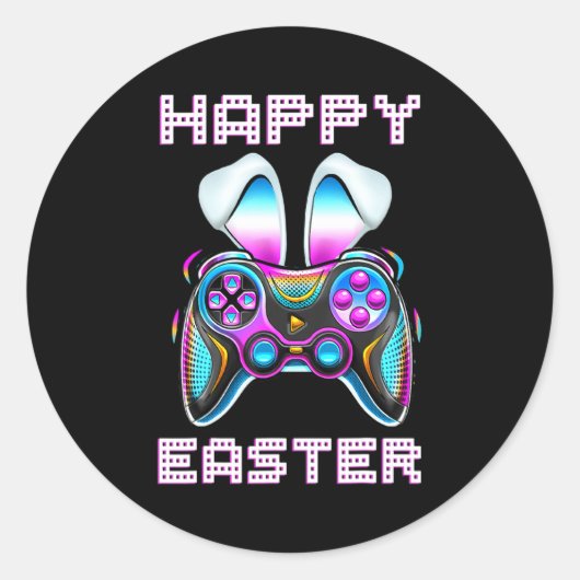 Video Game Easter Bunny Gaming Controller Gamer Bo Ronde Sticker (Voorkant)