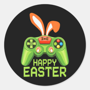 Video Game Easter Bunny Gaming Controller Gamer Bo Ronde Sticker