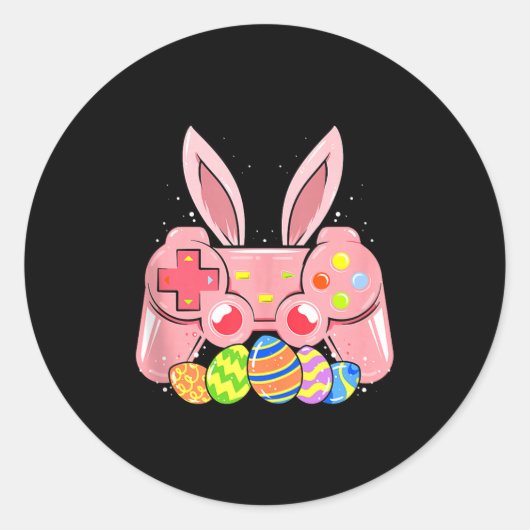 Video Game Easter Bunny Gaming Controller Gamer Bo Ronde Sticker (Voorkant)