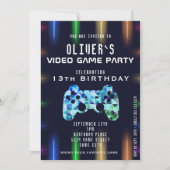 Video Game Feest Controller Neon Gaming Verjaardag Kaart (Voorkant)