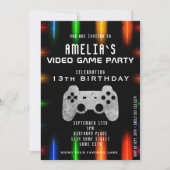 Video Game Feest Controller Neon Gaming Verjaardag Kaart (Voorkant)