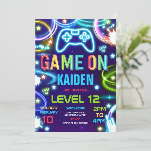 Video game game game Neon Game on Level on Level U Kaart (Staand voorkant)