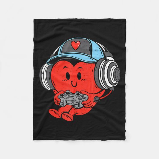 Video Game Gamer Heart Valentines Day Gaming Boys  Fleece Deken (Voorkant)