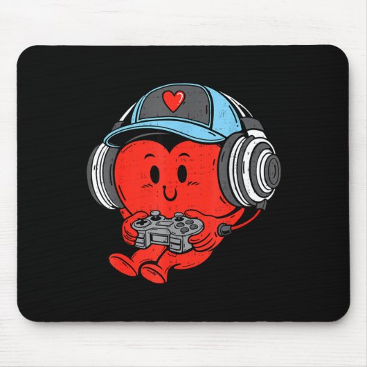 Video Game Gamer Heart Valentines Day Gaming Boys  Muismat (Voorkant)