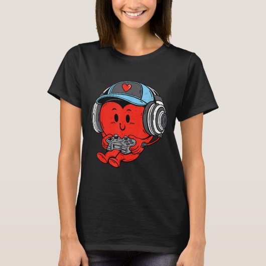 Video Game Gamer Heart Valentines Day Gaming Boys  T-shirt (Voorkant)