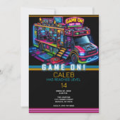 Video Game Gaming Truck Bus Gamer Birthday Party Kaart (Voorkant)