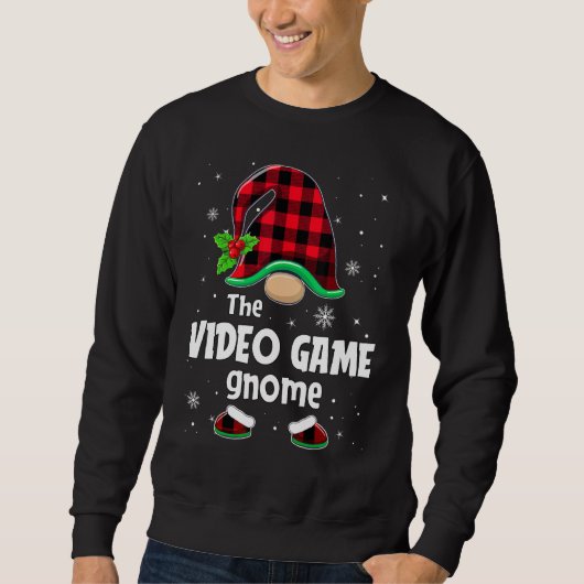 Video Game Gnome Buffalo Plaid Christmas Matching  Trui (Voorkant)