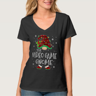 Video Game Gnome Red Plaid Matching Family Christm T-shirt