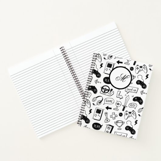 Video game hand getrokken doodle naadloze patroon notitieboek (Binnen)