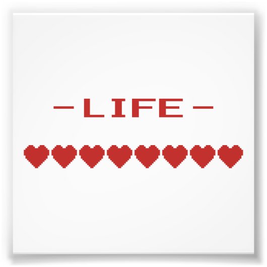Video Game Heart Life Meter Foto Afdruk (Voorkant)