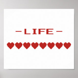 Video Game Heart Life Meter Poster